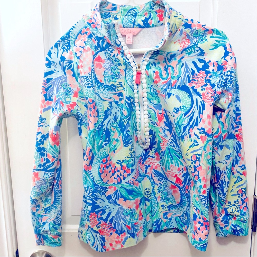 Girls Lilly Pulitzer XL “mermaid cove” popover EUC